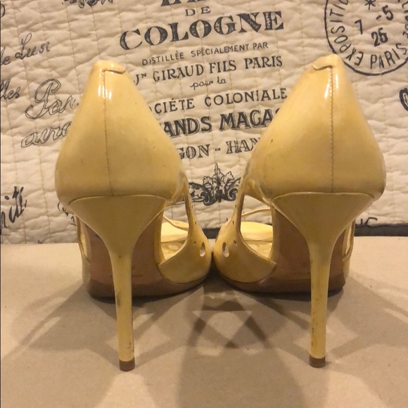 Jimmy Choo Pale Yellow Perforated Pumps - Picture 3 of 6